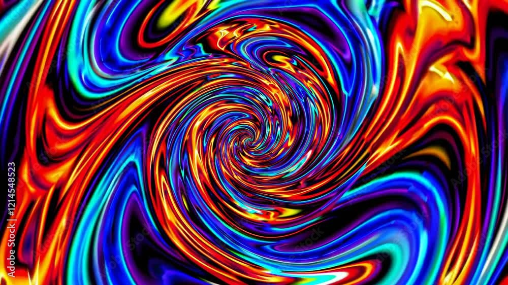 Wall mural bright and vibrant colors blend and swirl together, creating a mesmerizing vortex with a tunnel-like