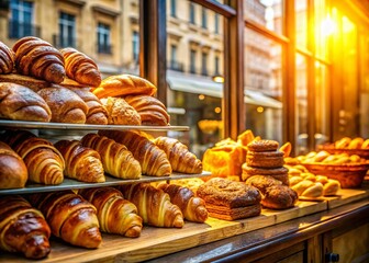 Parisian Bakery Croissants, Bread, Pastries, Delicious French Breakfast, Sweet Treats