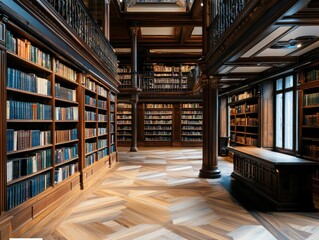 Cozy reading corners in an old-fashioned bookstore inviting atmosphere interior design warm colors high wooden shelves peaceful environment