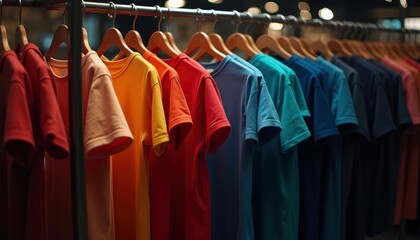 Obraz premium Colorful T-Shirt Collection: A Vibrant Display of Summer Hues