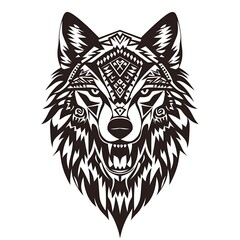 Obraz premium Tribal wolf head design, graphic art, possible use for tattoos, apparel, or decor
