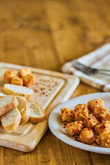 crispy fried goat cheese topped with hot honey