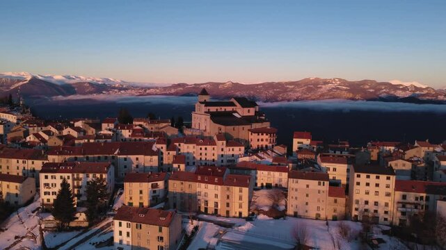 Panoramic view of the village of Capracotta in Molise, Italy.