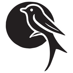 Silhouette of a bird on white background