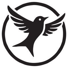 Silhouette of a bird on white background