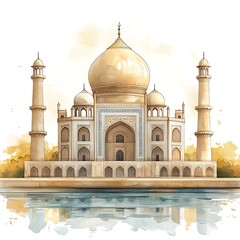 Obraz premium watercolor modern Ramadan design with mosque