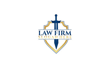 Law Firm vector Logo Design - Shield & Sword, Modern & Powerful