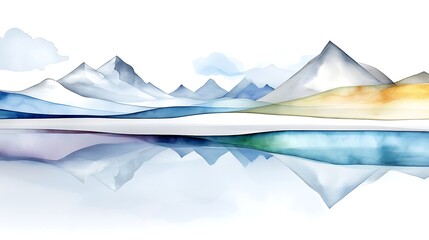 Fototapeta premium Serene Mountain Lake Reflection Abstract Watercolor Landscape