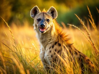 Obraz premium Playful Spotted Hyena in African Savanna: Wildlife Photography