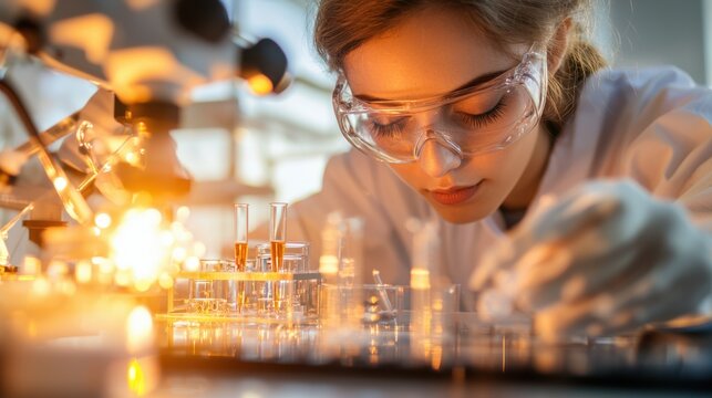 Scientist Conducting Careful Experiment in Advanced Laboratory