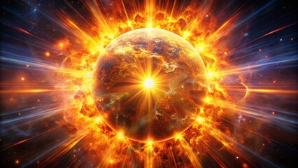 Fototapeta premium Powerful Solar Explosion: Sun's Energy Burst Stock Photo