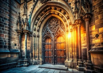 Prague Gothic Cathedral Antique Door - Urban Exploration Photography