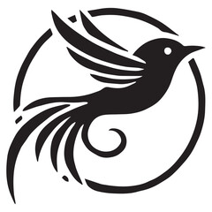 Silhouette of a bird on white background