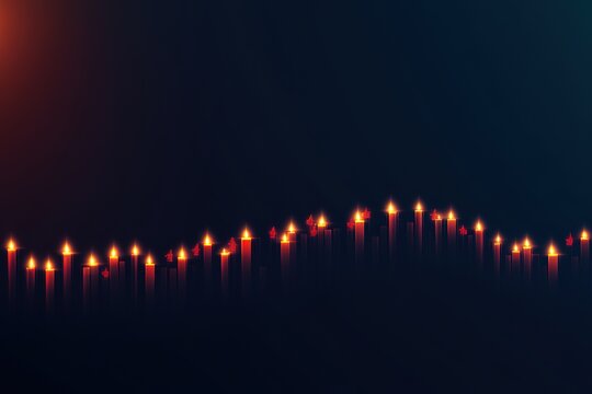 Business candle stick graph chart of stock market investment trading on blue background. Bullish point, Trend of graph. Eps10 Vector illustration. - Powered by Adobe