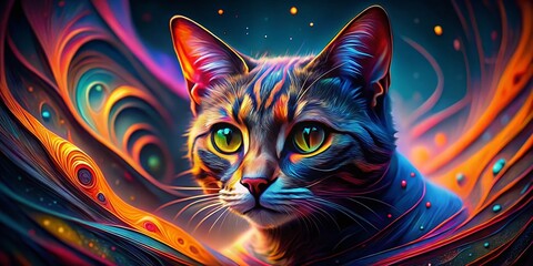 Psychedelic Cheshire Cat: Vibrant Abstract Macro Portrait