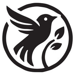 Silhouette of a bird on white background