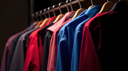Obraz premium Elegant Colorful Shirts Hanging: A Moody Fashion Display