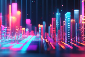 Business Data Graph finance Chart Bar 3D illustration background.