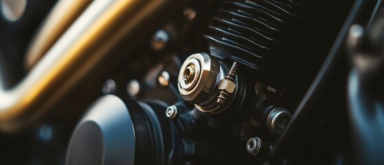 Fototapeta premium Intricate Engine Detail Shot - Cylinders and Gears in Focus