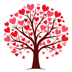 Fototapeta premium Tree of Hearts for Valentine's Day Design vector illustration isolated on a transparent background