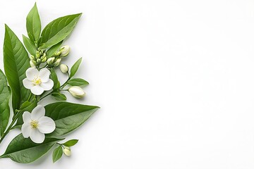Fototapeta premium Floral arrangement featuring white blooms nature background green environment close-up view