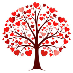 Tree of Hearts for Valentine's Day Design vector illustration isolated on a transparent background