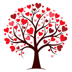 Fototapeta premium Tree of Hearts for Valentine's Day Design vector illustration isolated on a transparent background