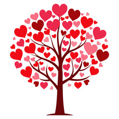 Obraz premium Tree of Hearts for Valentine's Day Design vector illustration isolated on a transparent background