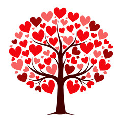 Fototapeta premium Tree of Hearts for Valentine's Day Design vector illustration isolated on a transparent background