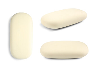 Eraser isolated on white, collage. Different sides