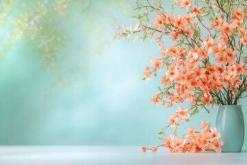 Floral arrangement featuring vibrant blooms against nature background peaceful environment