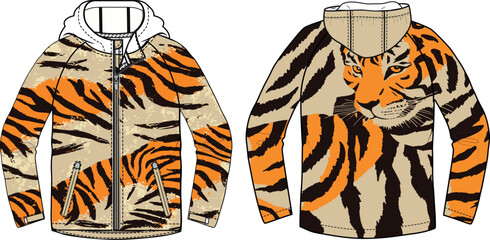 Tiger Print Jacket or Zebra Print Seamless Pattern and background design