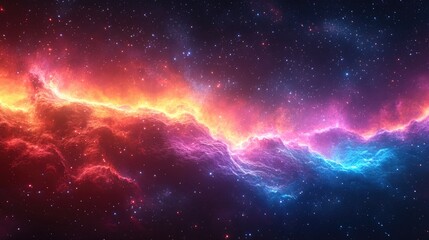 Obraz premium Cosmic Nebula with Red and Blue Hues and Sparkling Stars