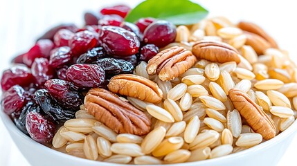 Healthy Brown Rice Bowl with Cranberries   Pecans