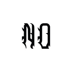 NO monogram logo design letter text name symbol monochrome logotype alphabet character simple logo