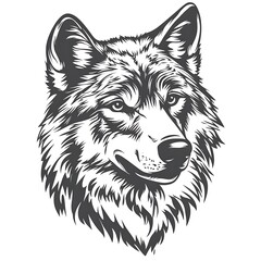 Fototapeta premium Graphic Wolf Portrait, Vintage Style, for Print Design, Stock Photo