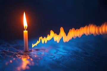 Business candle stick graph chart of stock market investment trading on blue background. Bullish point, up trend of graph. Economy vector design