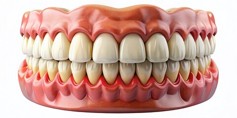 Fototapeta premium 3D Rendered Overlapping Teeth and Gums Isolated on White Background - Dental Stock Photo