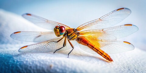 Minimalist Dragonfly on White Paper - Stock Photo