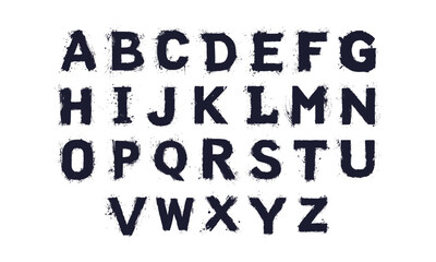 A complete uppercase alphabet set in grunge brushstroke style. Perfect for creative designs, typography projects, and artistic layouts