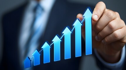 CEO Planning Business Strategies on Digital Dashboard with Growth Trends