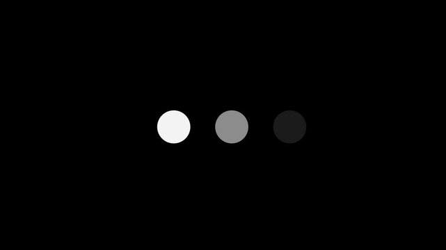 Animation loading bar 3 dots looping progress icon on black background Loading is indicated by a dot