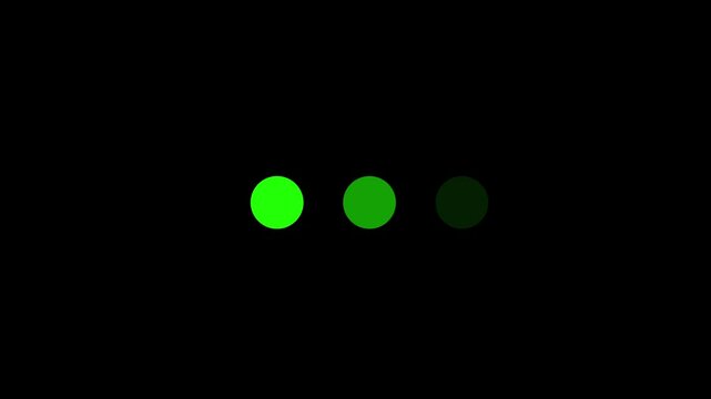 Animation loading bar 3 dots looping progress icon on black background Loading is indicated by a dot