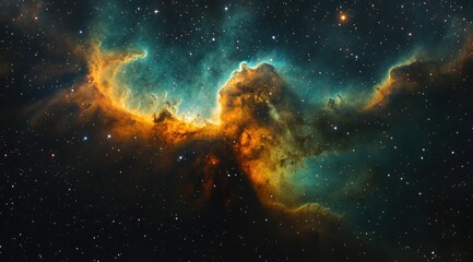 Obraz premium Cosmic Nebula with Fiery Orange and Teal Hues