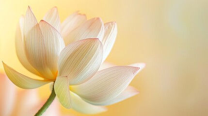 Fototapeta premium A beautiful close-up of a white lotus flower in full bloom against a soft, blurred background.