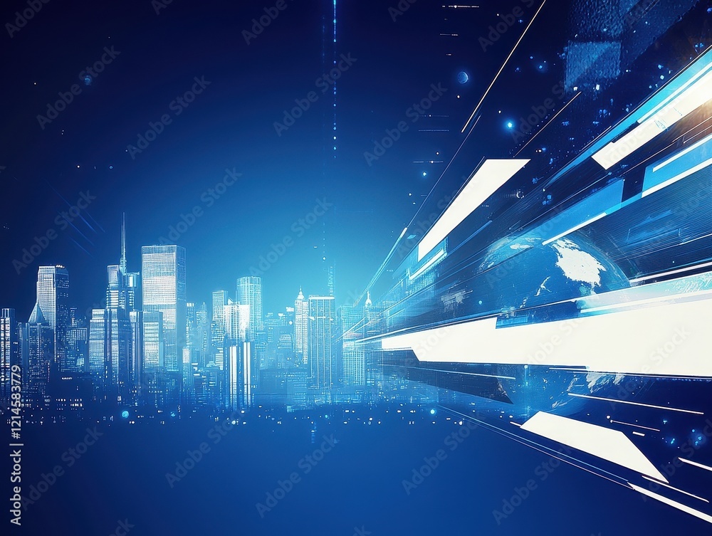 Poster abstract futuristic cityscape digital network connection