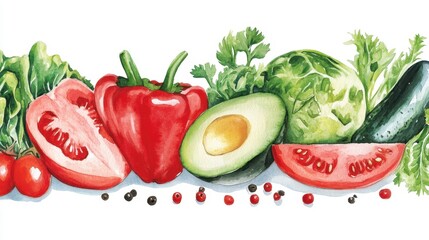 Fresh Colorful Vegetables and Herbs Arrangement for Healthy Cooking