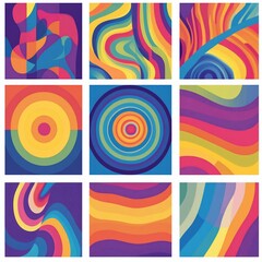 Colorful abstract art, vibrant shapes, swirling patterns, background textures, graphic design
