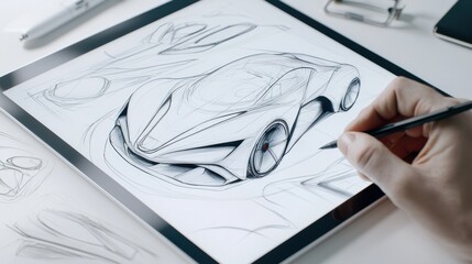 Futuristic Concept Car Automotive Design Sketch