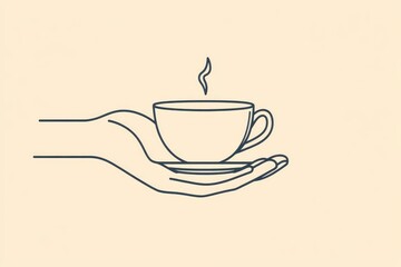Obraz premium Hand holding a steaming cup of coffee or tea